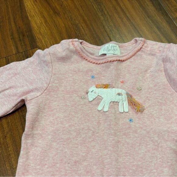 Albetta pink crochet unicorn long sleeve onesie jumpsuit - Picture 2 of 4